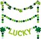 3 Pack St. Patrick's Day Felt Ball Garlands, 6.6 FT Lucky Pom Pom Shamrock Garlands, Green Felt Ball Garlands Banner, Irish Themed Party Favors for St. Patrick's Day Mantle Home Supplies Decorations